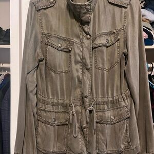 Max Jeans Olive Utility Drawstring Jacket